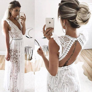 Hollow Out Lace Long Dress