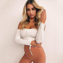 Ruched Off Shoulder Crop Top