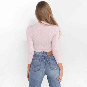 Mid Turtle Neck Knit Crop Top