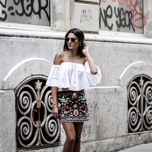 Floral Embroidered Skirt