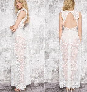 Hollow Out Lace Long Dress