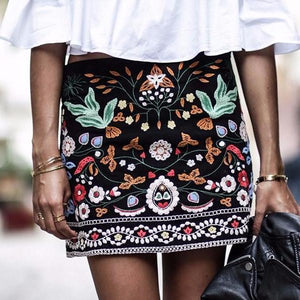 Floral Embroidered Skirt