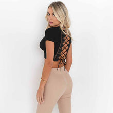 Deep V Neck Lace Up Crop Top