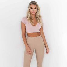 Deep V Neck Lace Up Crop Top