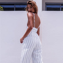 V Neck Striped Jumpsuit