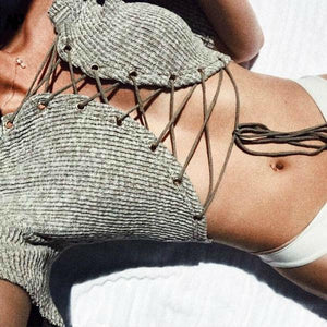 Knitted Lace Up Tank Top