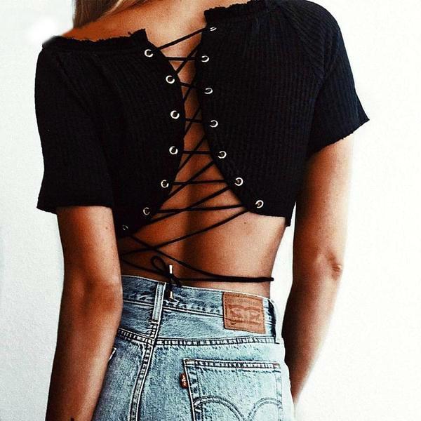 Knitted Lace Up Tank Top