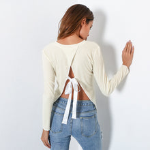 Backless Bow Crop Top Sweater