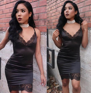 Spaghetti Strap Lace Panel Dress