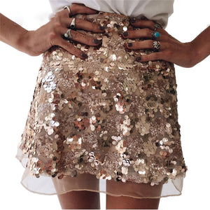 Sequin High Waist Gold Skirt