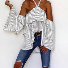 Stripe Halter Ruffles Top