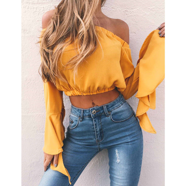 Off Shoulder Loose Crop Top