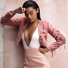 Lace Up Pink Suede Jacket