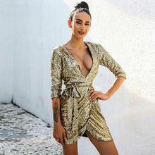 Deep V Neck Sequined Party Dress