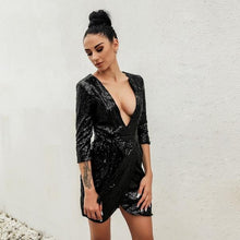 Deep V Neck Sequined Party Dress