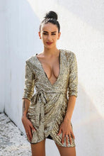 Deep V Neck Sequined Party Dress