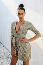 Deep V Neck Sequined Party Dress