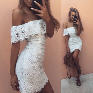 Off Shoulder Lace Mini Dress