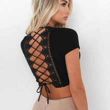 Deep V Neck Lace Up Crop Top