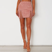 Lace Up Suede Mini Skirt