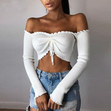 Pleated Off Shoulder Crop Top